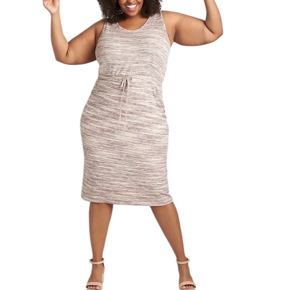 NWT Lane Bryant 14/16 Sleeveless Tie Waist Space Dye Textured Lightweight Dress - Picture 1 of 8